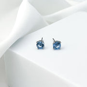 Aquamarine Blue Crystal Stud Earrings