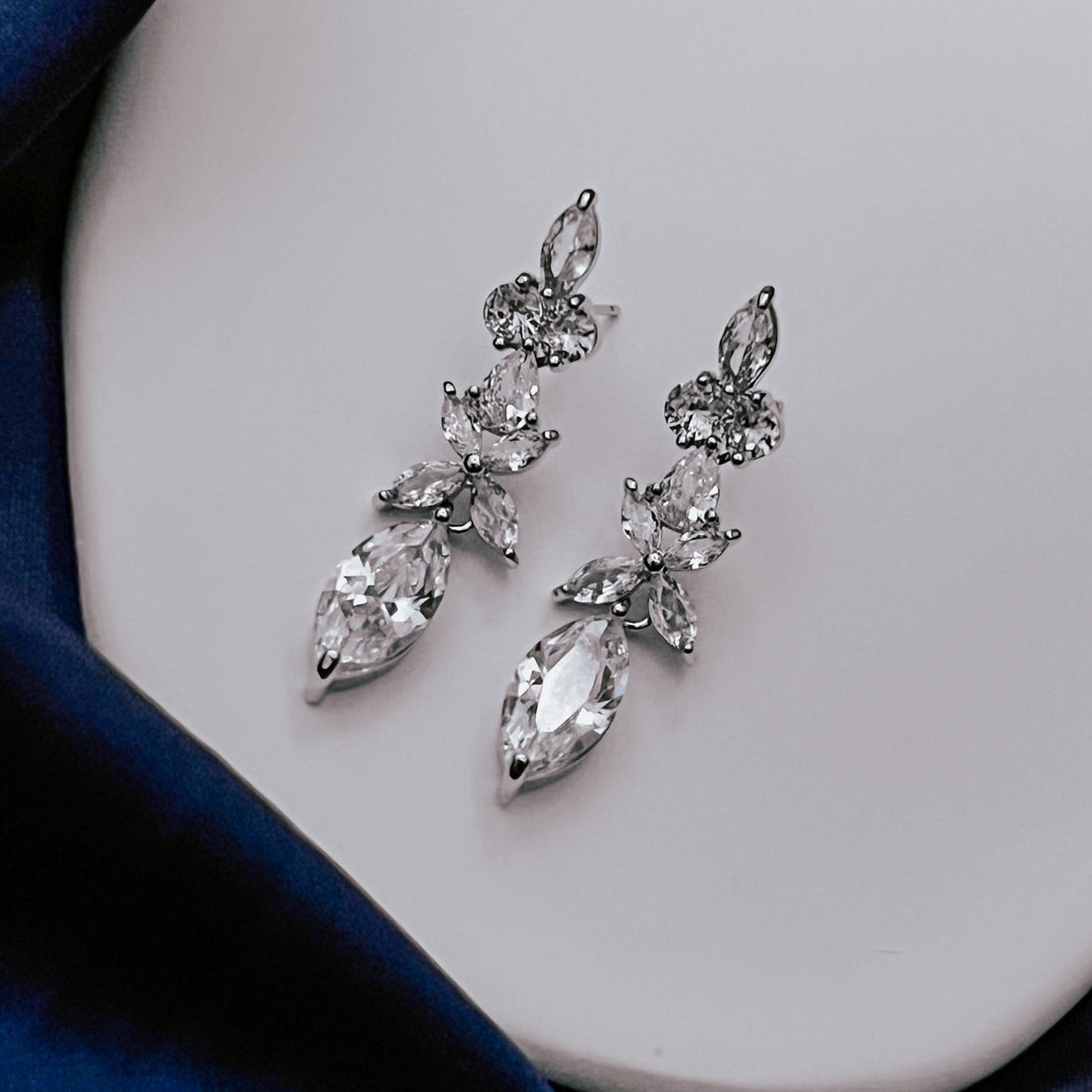 Dangle Diamond Earrings Crystal Drop Earrings Wedding CZ Earrings Floral Bridesmaid Jewelry Wedding Earrings Bridesmaid Gifts Gift for Her
