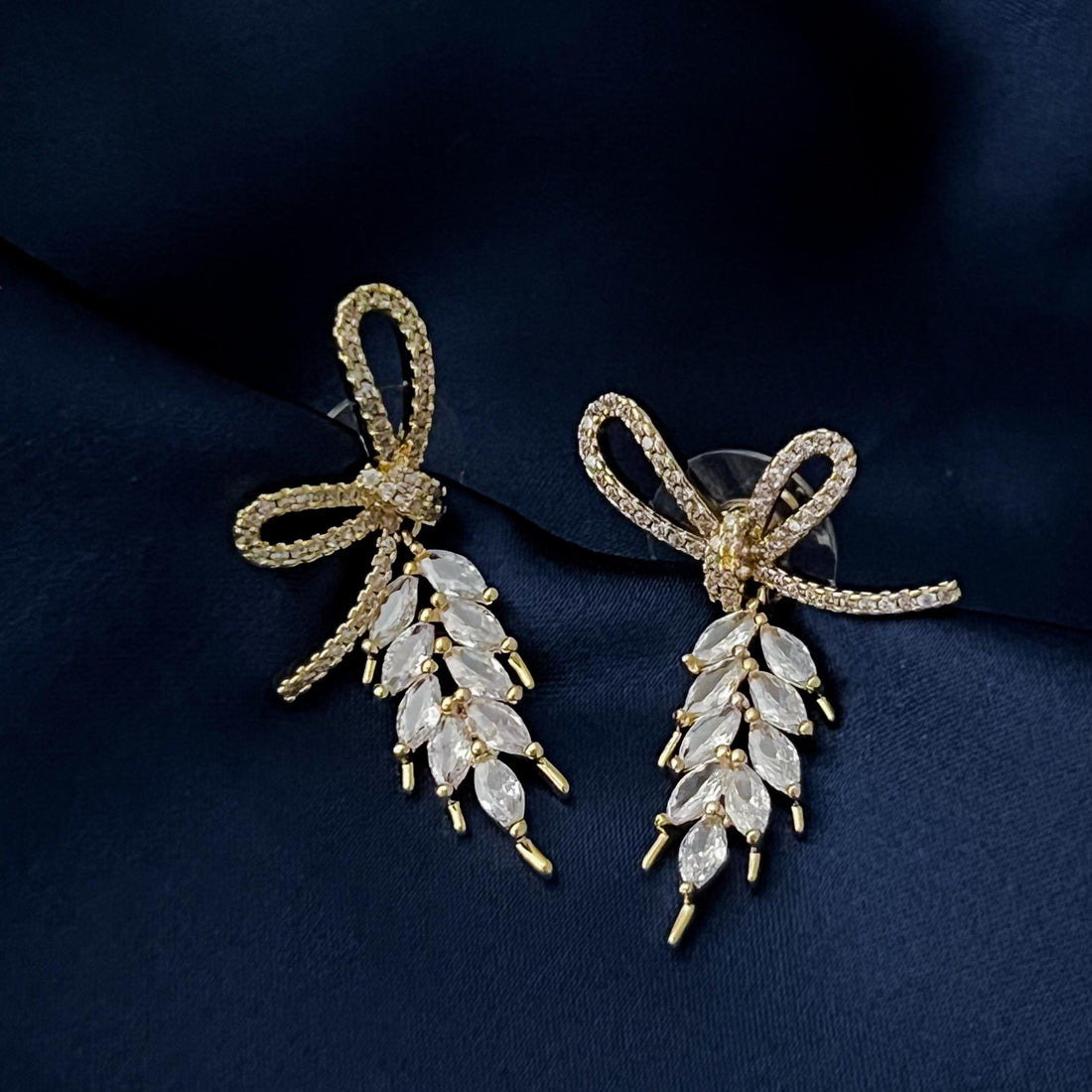 Gold Wheat Stud Earrings Diamond Wheat Drop Earrings Cubic Zirconia Leaf Drop Earrings Wedding Jewelry Bridesmaid Earrings Gift for Her