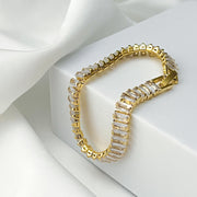 Gold Baguette Tennis Bracelet CZ Tennis Bracelet Minimalist Dainty Bracelet Gold Art Deco Jewelry Diamond Crystal Bracelet Gift for Her