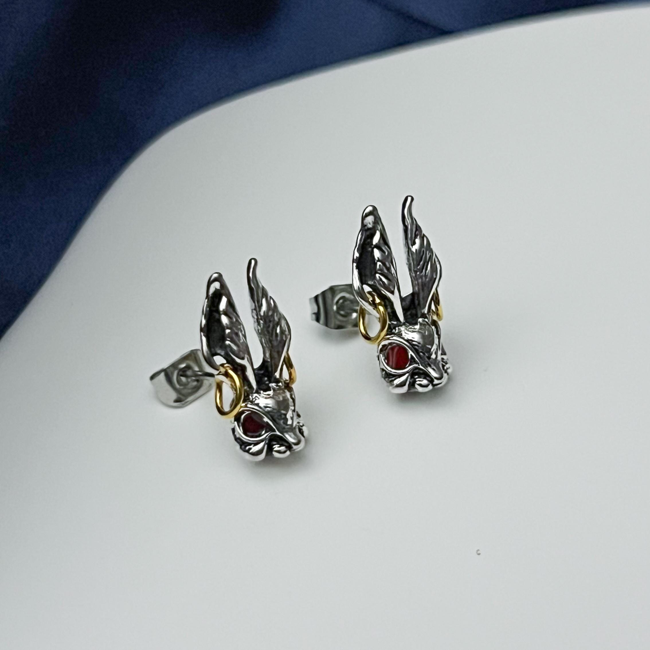 Silver Rabbit Earrings Bunny Rabbit Stud Earrings Gothic Jewelry Hare Earrings Animal Earrings Rabbit Studs Rabbit Jewelry Gothic Earrings