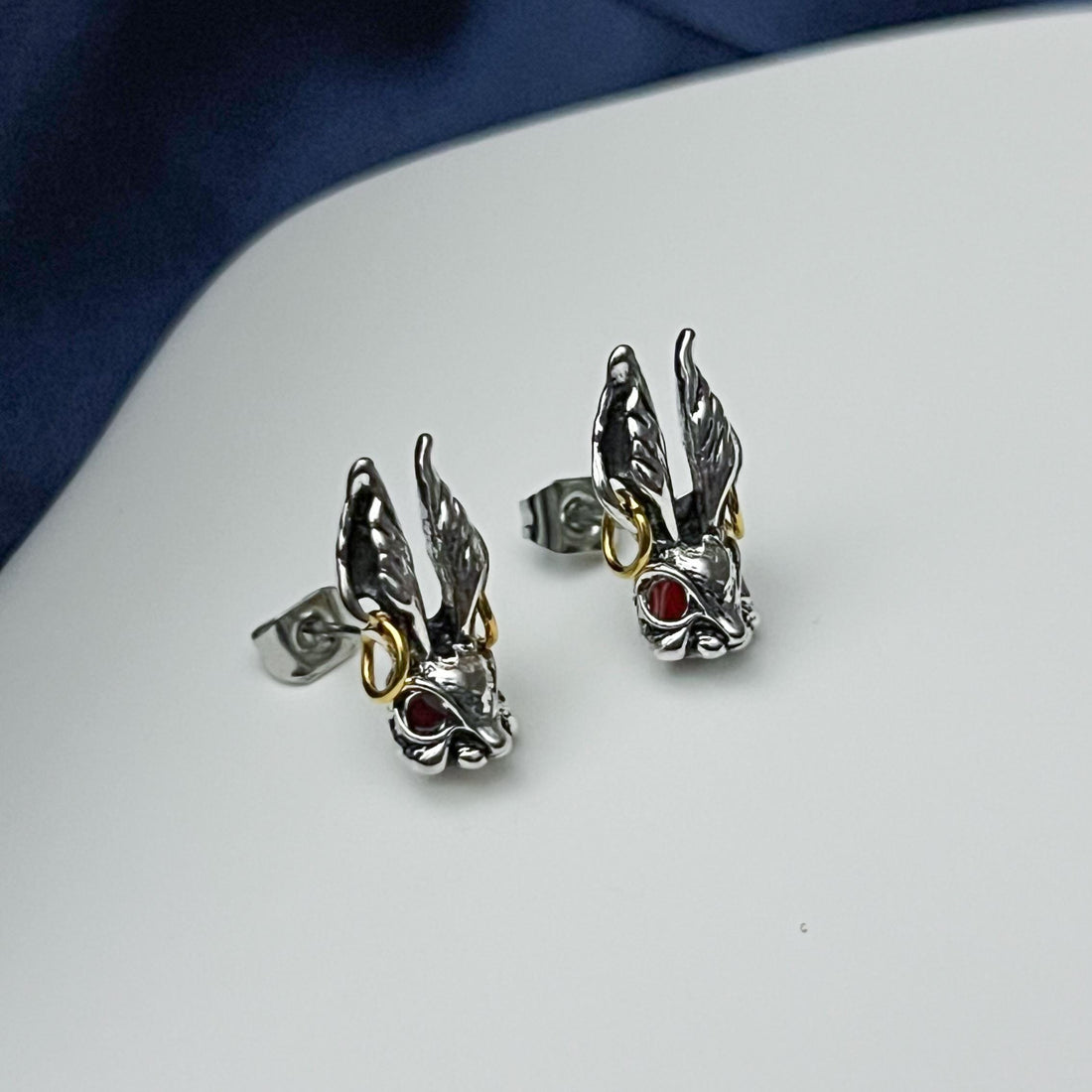 Silver Rabbit Earrings Bunny Rabbit Stud Earrings Gothic Jewelry Hare Earrings Animal Earrings Rabbit Studs Rabbit Jewelry Gothic Earrings