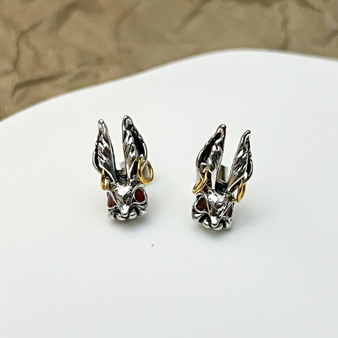 Silver Rabbit Earrings Bunny Rabbit Stud Earrings Gothic Jewelry Hare Earrings Animal Earrings Rabbit Studs Rabbit Jewelry Gothic Earrings
