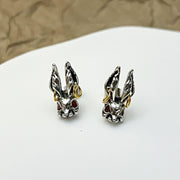 Silver Rabbit Earrings Bunny Rabbit Stud Earrings Gothic Jewelry Hare Earrings Animal Earrings Rabbit Studs Rabbit Jewelry Gothic Earrings