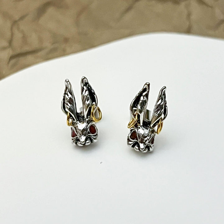 Silver Rabbit Earrings Bunny Rabbit Stud Earrings Gothic Jewelry Hare Earrings Animal Earrings Rabbit Studs Rabbit Jewelry Gothic Earrings
