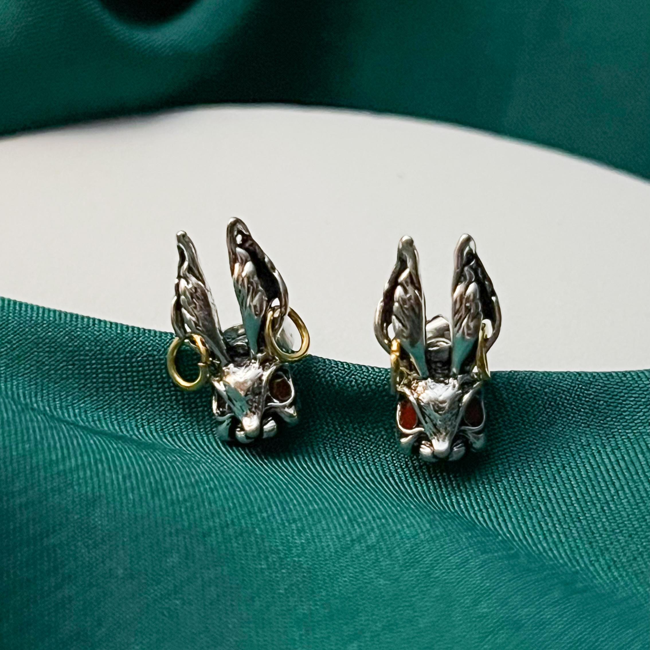 Easter Rabbit Stud Earrings Bunny Head Earrings Hare Earrings Animal Jewelry Rabbit Studs Jewelry Rabbit Birthday Gift Bunny Easter Gift