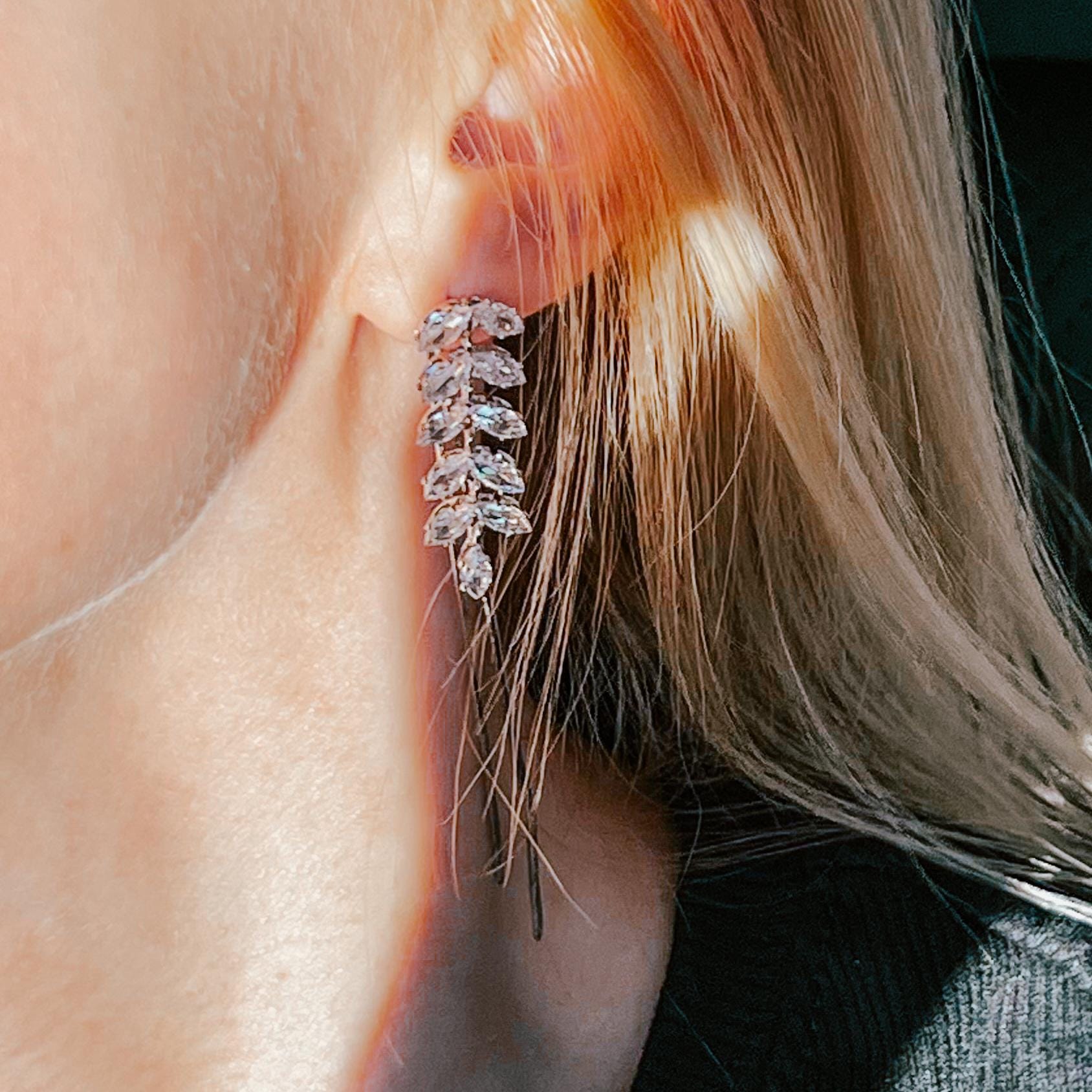 Gold Dangle Earrings Diamond Earrings Long Drop Earrings Elegant Earrings Birthday Gift Anniversary Gift Minimalist Gift for Her