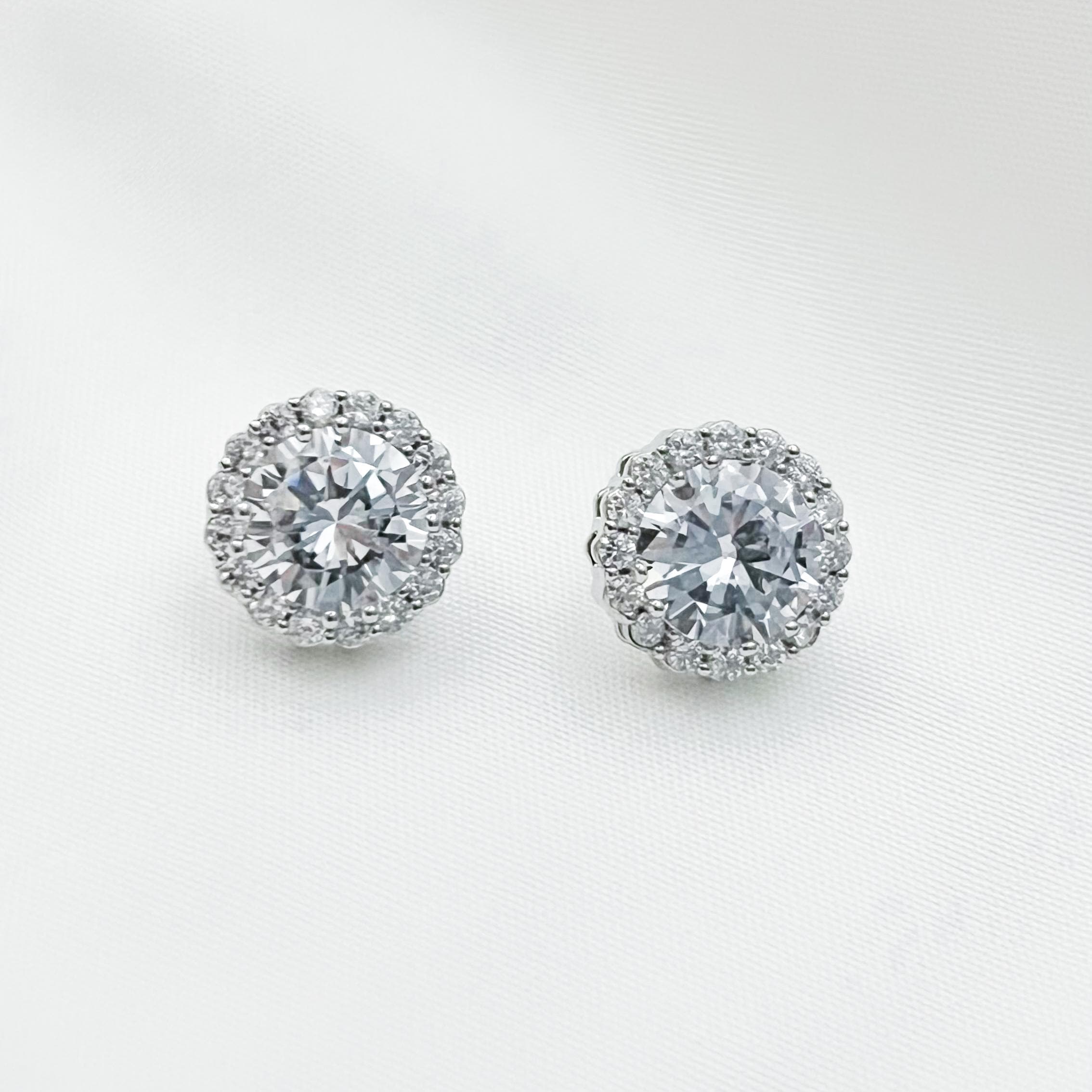 Moissanite Halo Stud Earrings Round Brilliant Cut Sparkling Stone Everyday Jewelry Anniversary Wedding Gift for Women Elegant Statement Gift