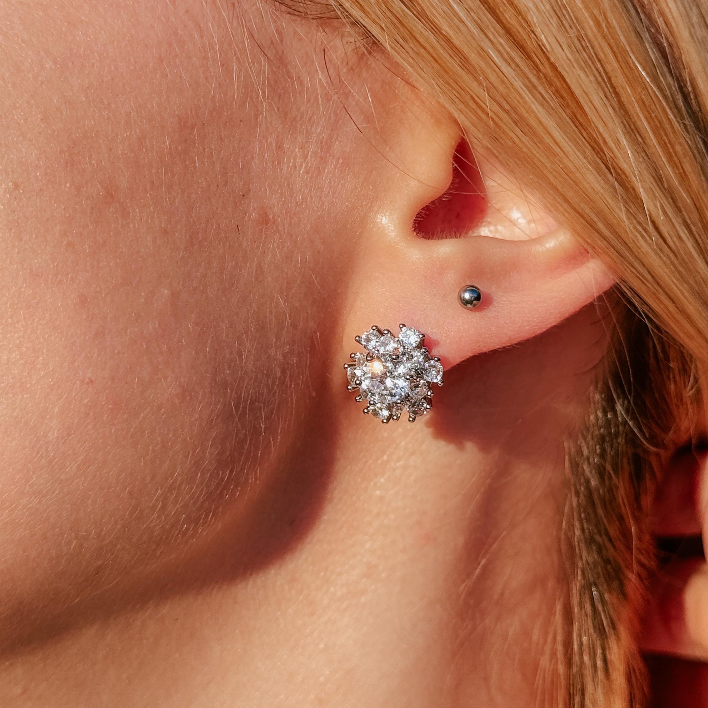 Snowflake Stud Earrings Big Star Snowflake Statement Winter Jewelry Starburst Earrings Sparkling Holiday Earrings Christmas Gift for Her