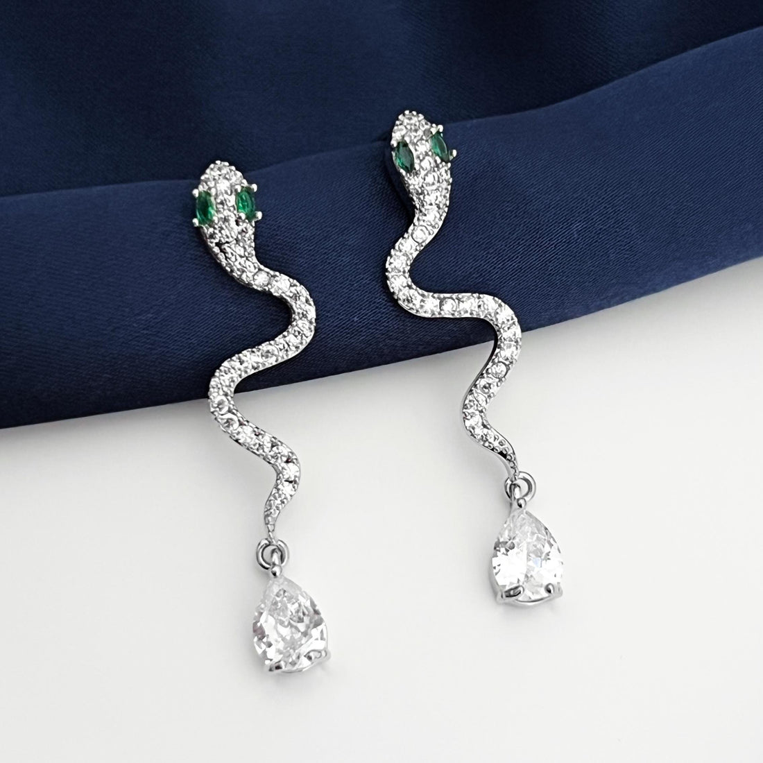 Silver Snake Statement Earrings Trendy Serpent Jewelry Crawling Snake Earrings Minimalist Drop Snake Earrings Gothic Earrings Goth Jewelry