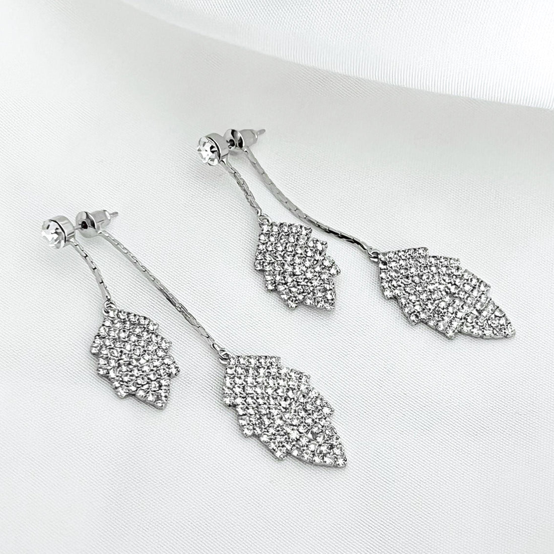 Silver Dangle Earrings CZ Bridal Earrings Wedding Jewelry for Bride Silver Drop Earrings Bridesmaid Jewelry Gift For Her