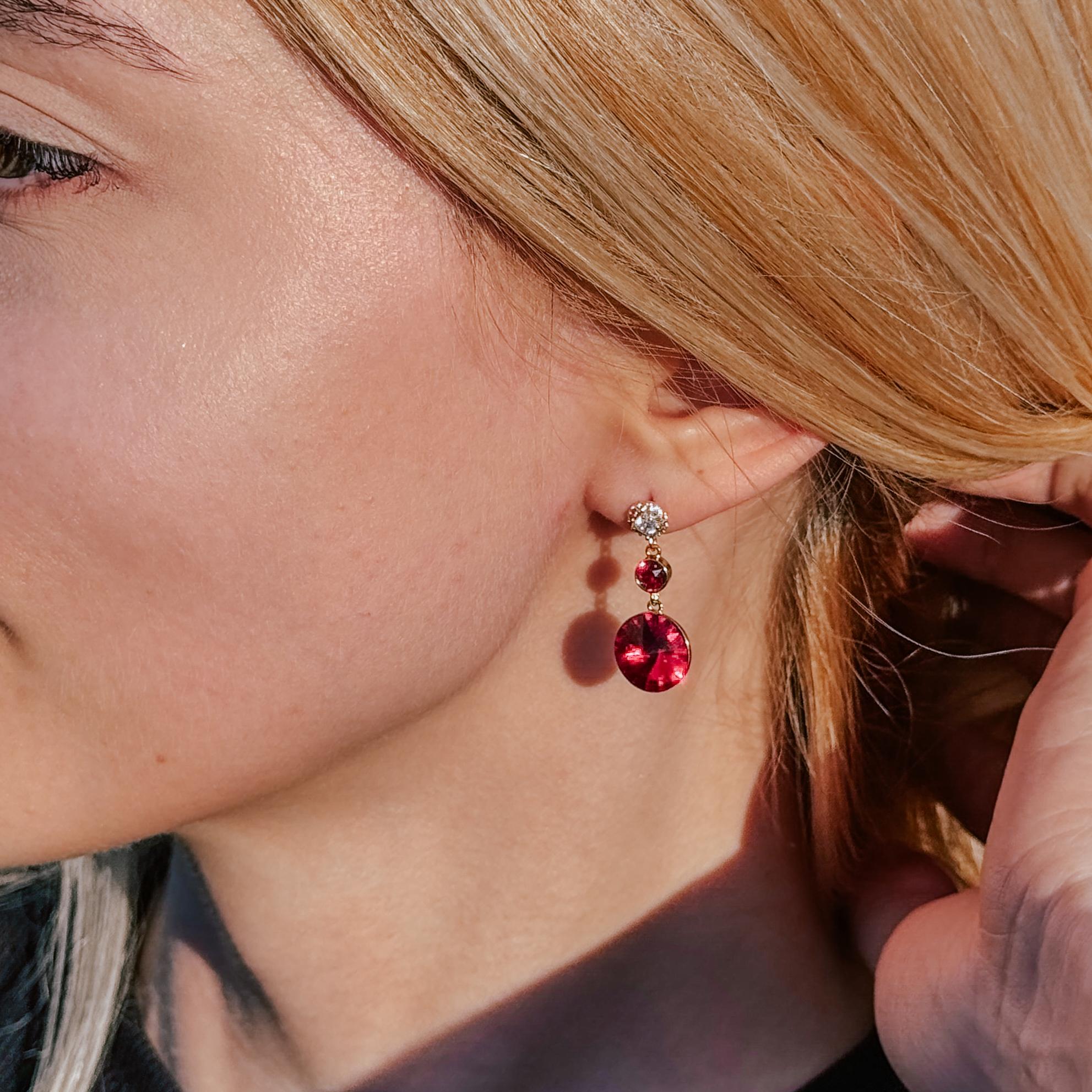 Birthstone Ruby Red Sparkly Earrings Gift For Mom Red Dangle Earrings Birthday Gift Anniversary Gift For Her Christmas Gift Crystal Earrings