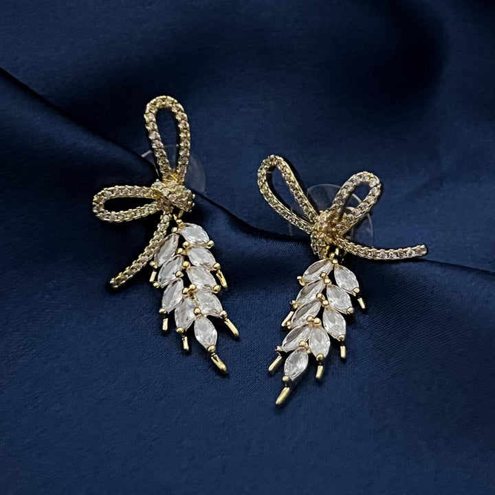 Gold Wheat Stud Earrings Diamond Wheat Drop Earrings Cubic Zirconia Leaf Drop Earrings Wedding Jewelry Bridesmaid Earrings Gift for Her