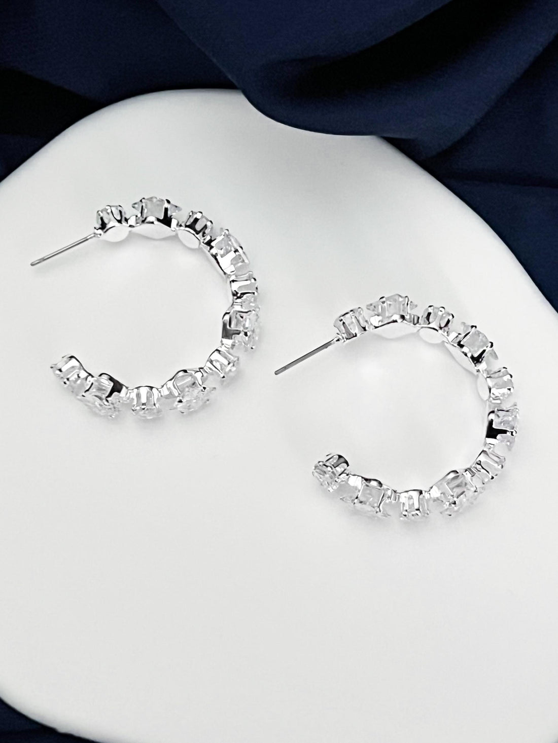 Large Moissanite Hoop Earrings 30mm Crystal Hoop Earrings Huggies Diamond Earrings Silver Earrings Bridesmaid or Wedding Gift