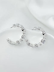 Large Moissanite Hoop Earrings 30mm Crystal Hoop Earrings Huggies Diamond Earrings Silver Earrings Bridesmaid or Wedding Gift