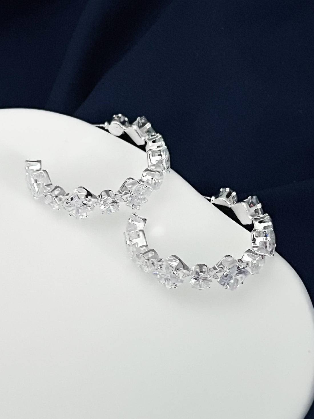 Large Moissanite Hoop Earrings 30mm Crystal Hoop Earrings Huggies Diamond Earrings Silver Earrings Bridesmaid or Wedding Gift