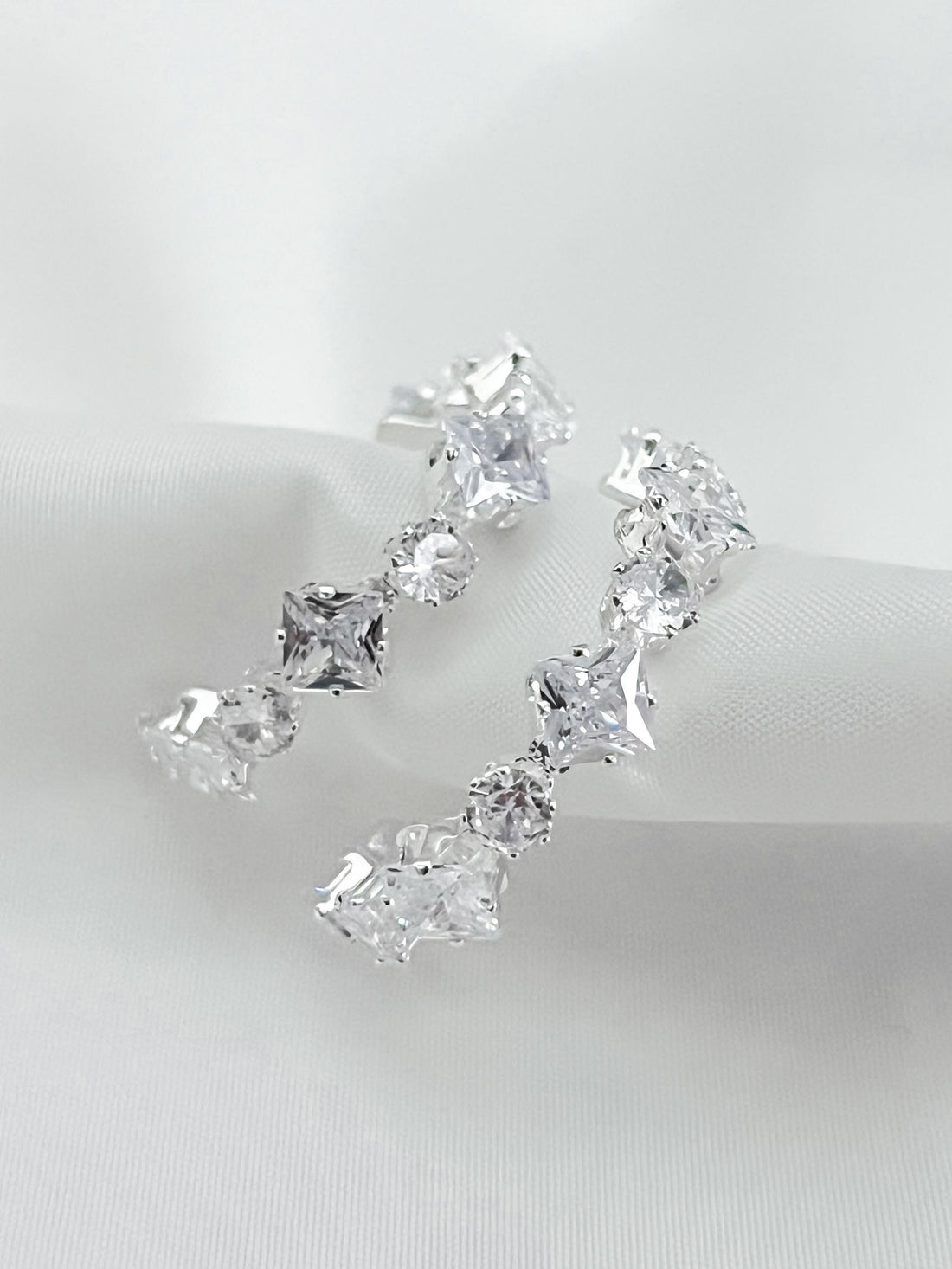 Large Moissanite Hoop Earrings 30mm Crystal Hoop Earrings Huggies Diamond Earrings Silver Earrings Bridesmaid or Wedding Gift