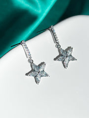 Silver Star Earrings, Stainless Steel Earrings with Crystal Star Charm, Dainty Y2K Celestial Jewelry, Cute Gift for Her, Gift For Mom