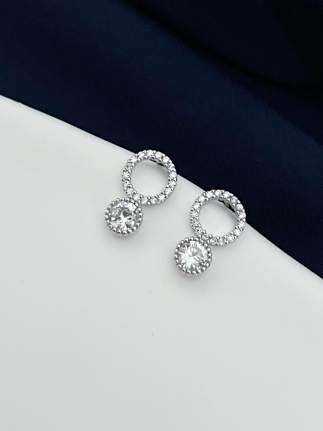 Wedding Circle Stud Earrings, Minimal Silver Bridal Earrings, CZ Crystal Studs for Bride or Bridesmaids, Elegant Jewelry Gift