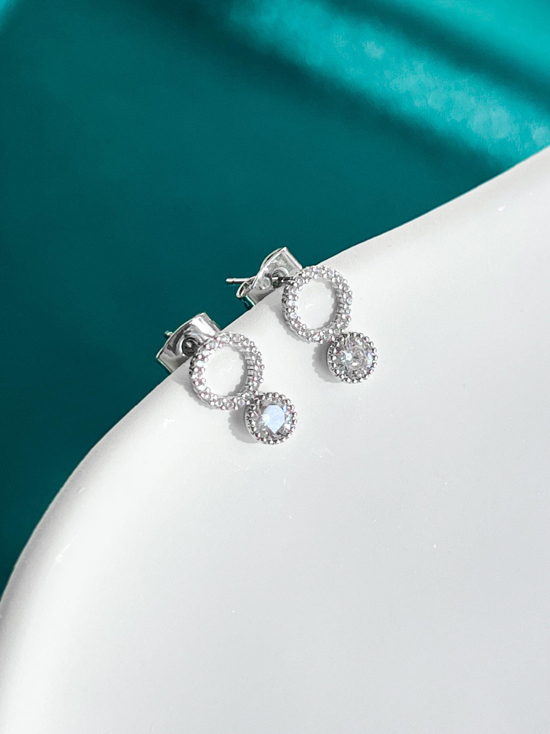 Crystal Stud Earrings for Anniversary Gift, Sterling Silver CZ Diamond Studs, Romantic Jewelry Gift for Her, Dainty mini earrings