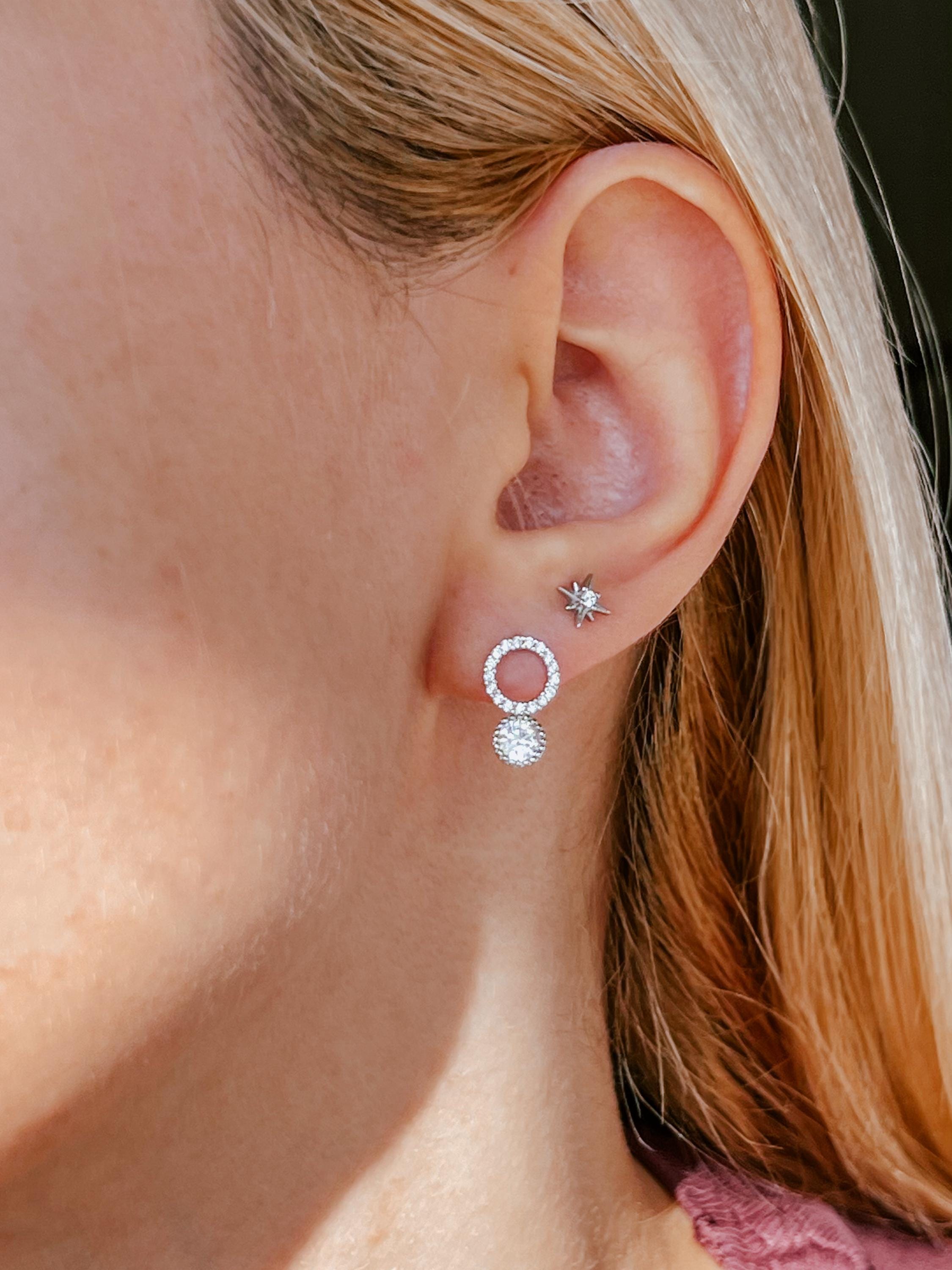 Crystal Stud Earrings for Anniversary Gift, Sterling Silver CZ Diamond Studs, Romantic Jewelry Gift for Her, Dainty mini earrings