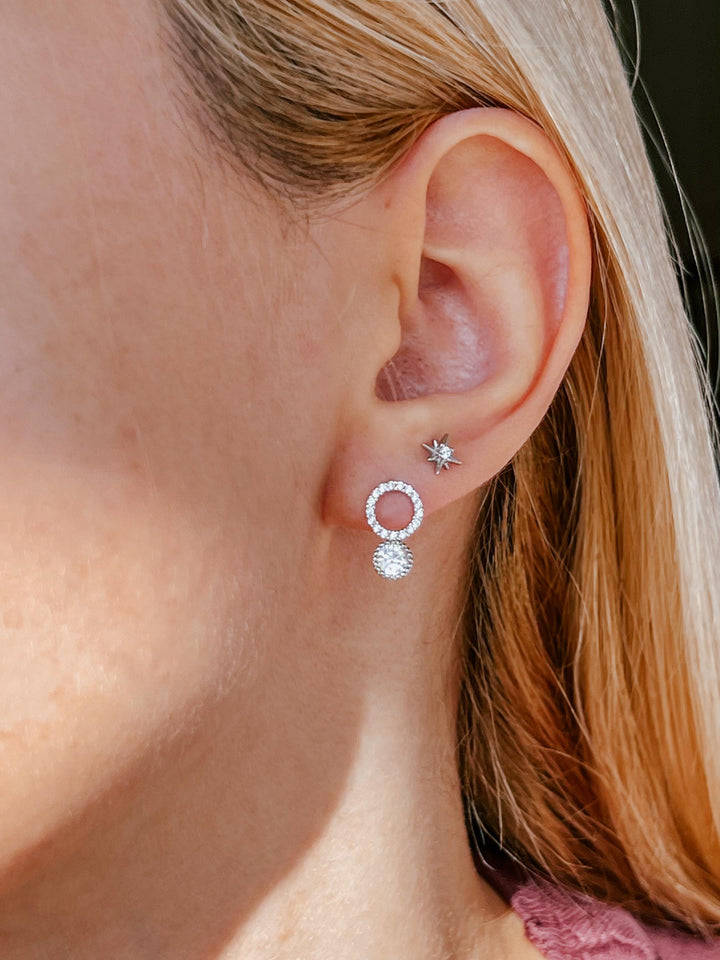 Crystal Stud Earrings for Anniversary Gift, Sterling Silver CZ Diamond Studs, Romantic Jewelry Gift for Her, Dainty mini earrings