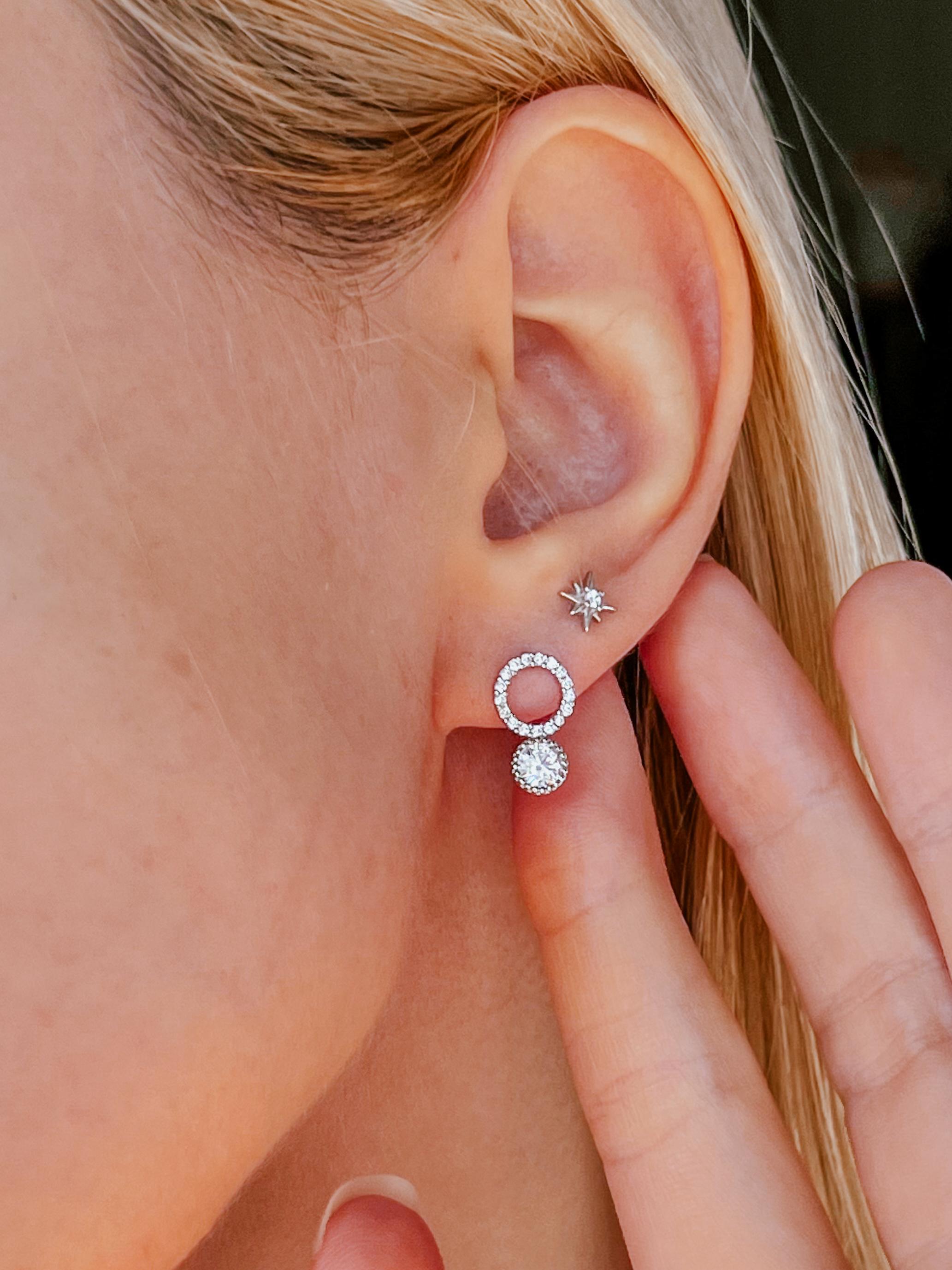 Crystal Stud Earrings for Anniversary Gift, Sterling Silver CZ Diamond Studs, Romantic Jewelry Gift for Her, Dainty mini earrings