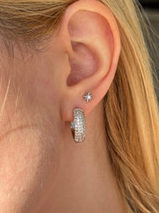 Small Huggie Hoops Earrings, Dainty Cubic Zirconia Huggies, Minimalist Summer Jewelry, Diamond CZ Huggie Earrings, Gift for Her