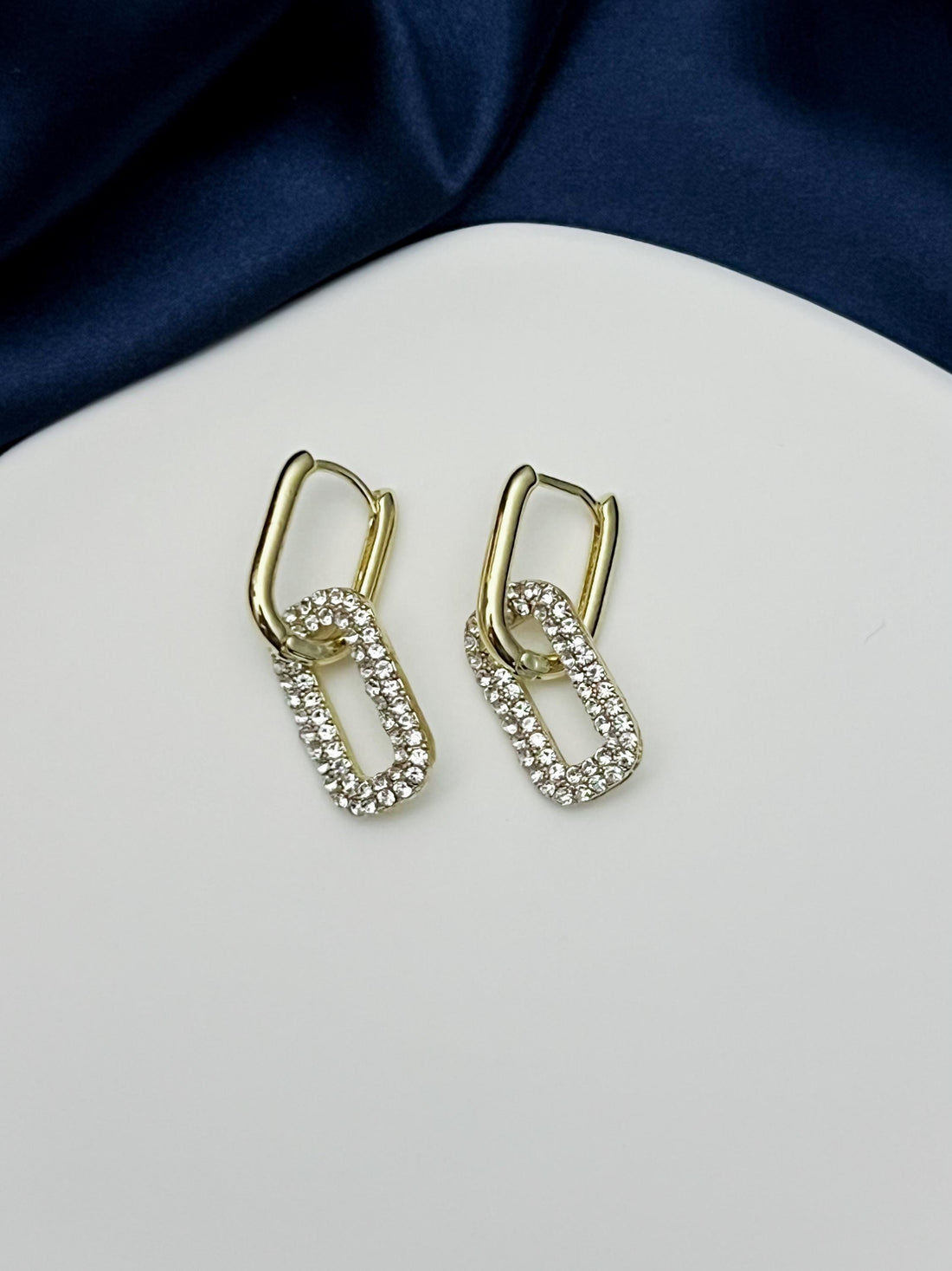 Hypoallergenic Gold Link Earrings, Dangle Chain Earrings, Cubic Zirconia Earrings, Anniversary Gift Sparkly Lightweight Jewelry Gift For Her