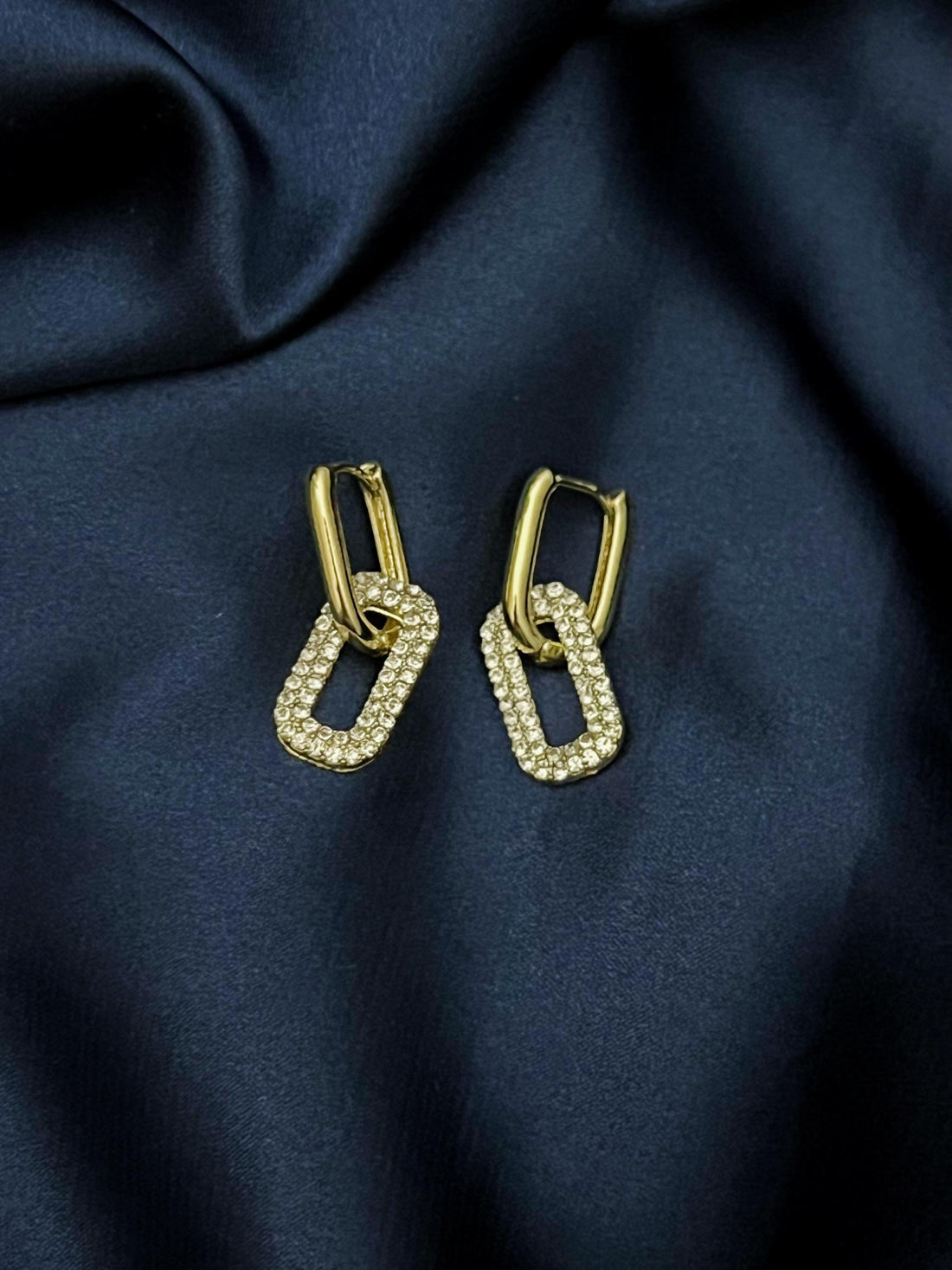 Hypoallergenic Gold Link Earrings, Dangle Chain Earrings, Cubic Zirconia Earrings, Anniversary Gift Sparkly Lightweight Jewelry Gift For Her