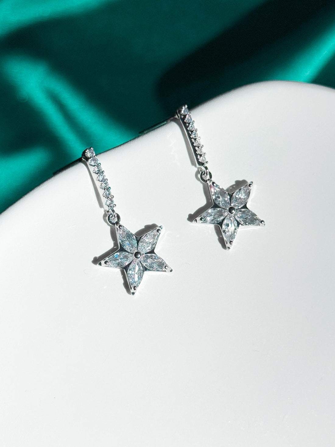 Silver Star Earrings, Stainless Steel Earrings with Crystal Star Charm, Dainty Y2K Celestial Jewelry, Cute Gift for Her, Gift For Mom