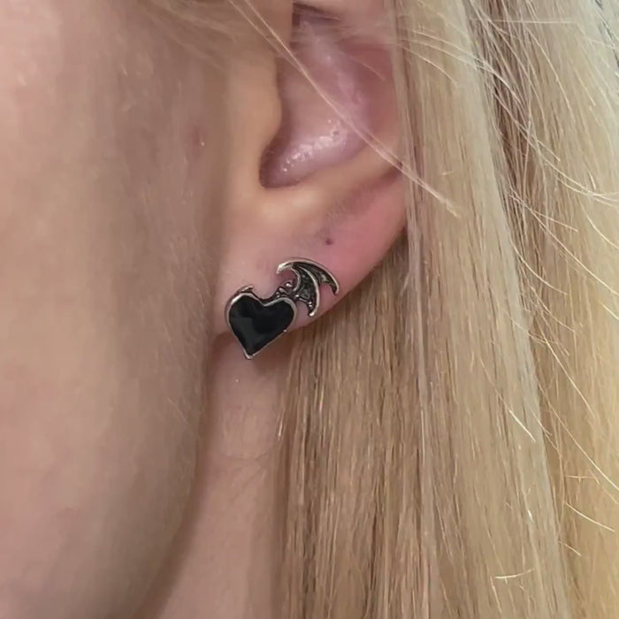 Gothic Bat Wing Stud Earrings, Demon Wing Earrings, Devil Wing Earrings, Minimalist Goth Jewelry, Goth Halloween Earrings, Punk Bat Earrings
