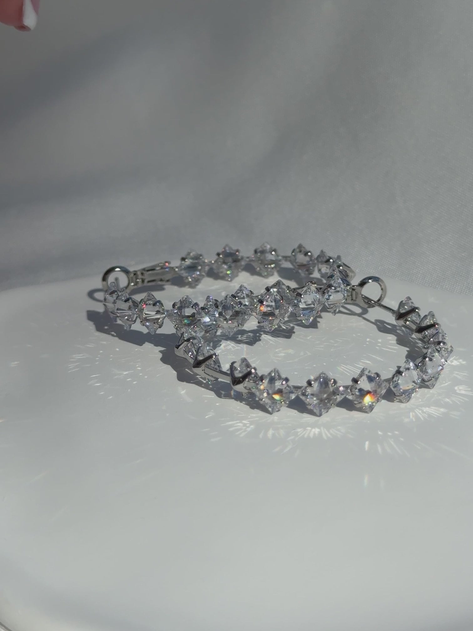 40mm Square Crystal Hoop Earrings – Silver CZ Statement Hoops