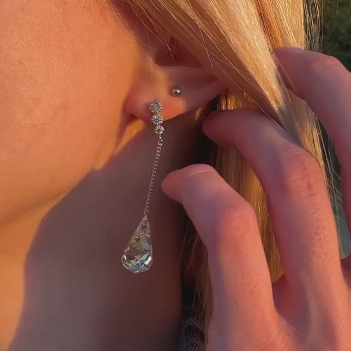 Swarovski Crystal Earrings Aurora Color Earrings Elegant Evening Earrings Wedding Jewelry Bridesmaid Earrings Minimal Bridal Earrings