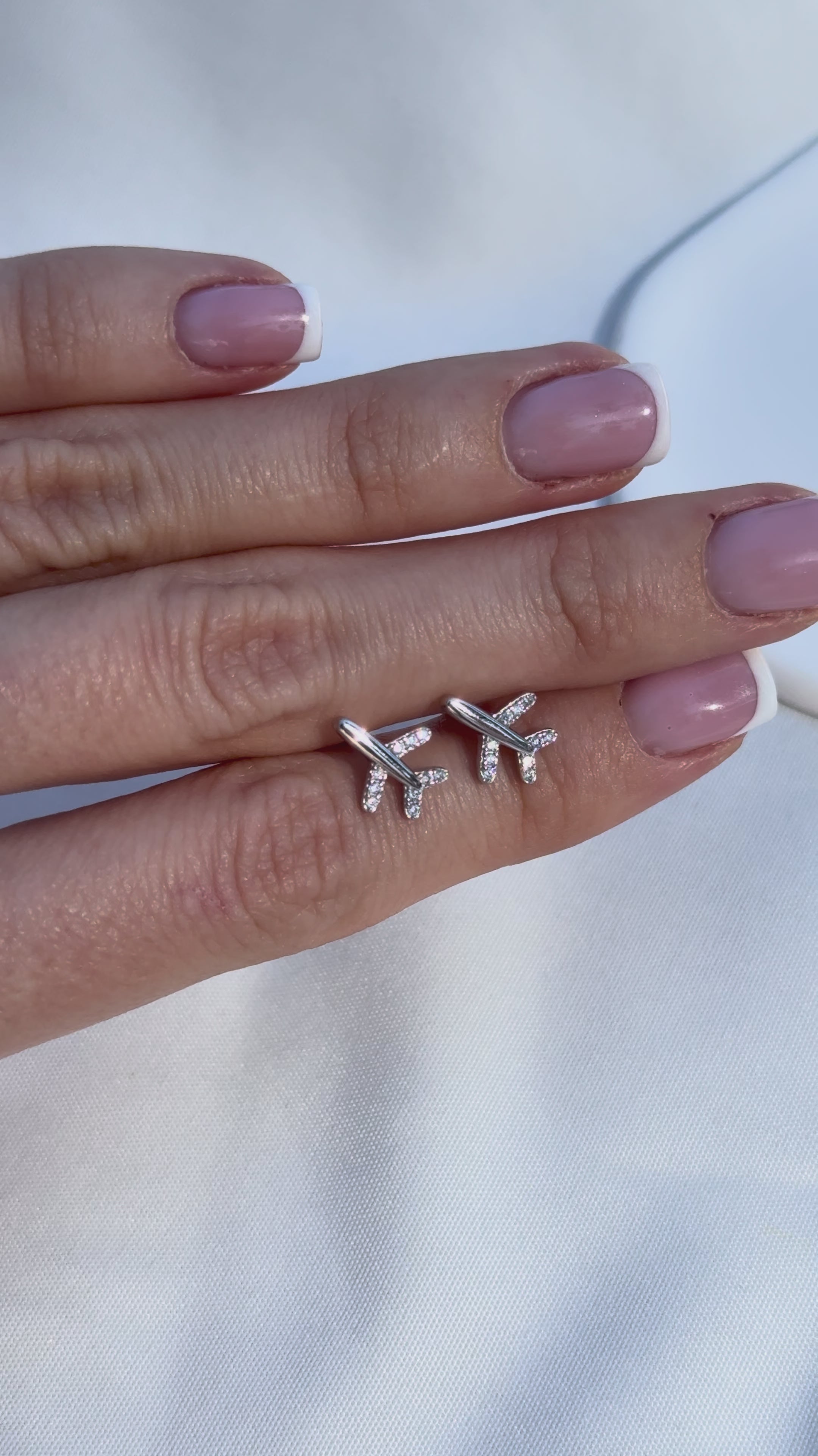 925 Sterling Silver Airplane Stud Earrings