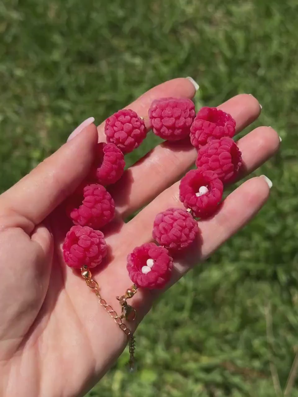 Handmade Raspberry Bracelet with Freshwater Pearls