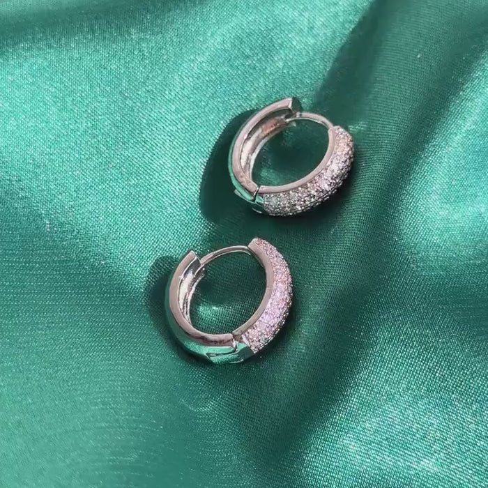 Diamond Pavé Huggie Earrings, Crystal CZ Hoop Earrings, Small Sparkly Huggies, Huggie Hoops Earrings, Elegant Everyday Jewelry, Gift for Her