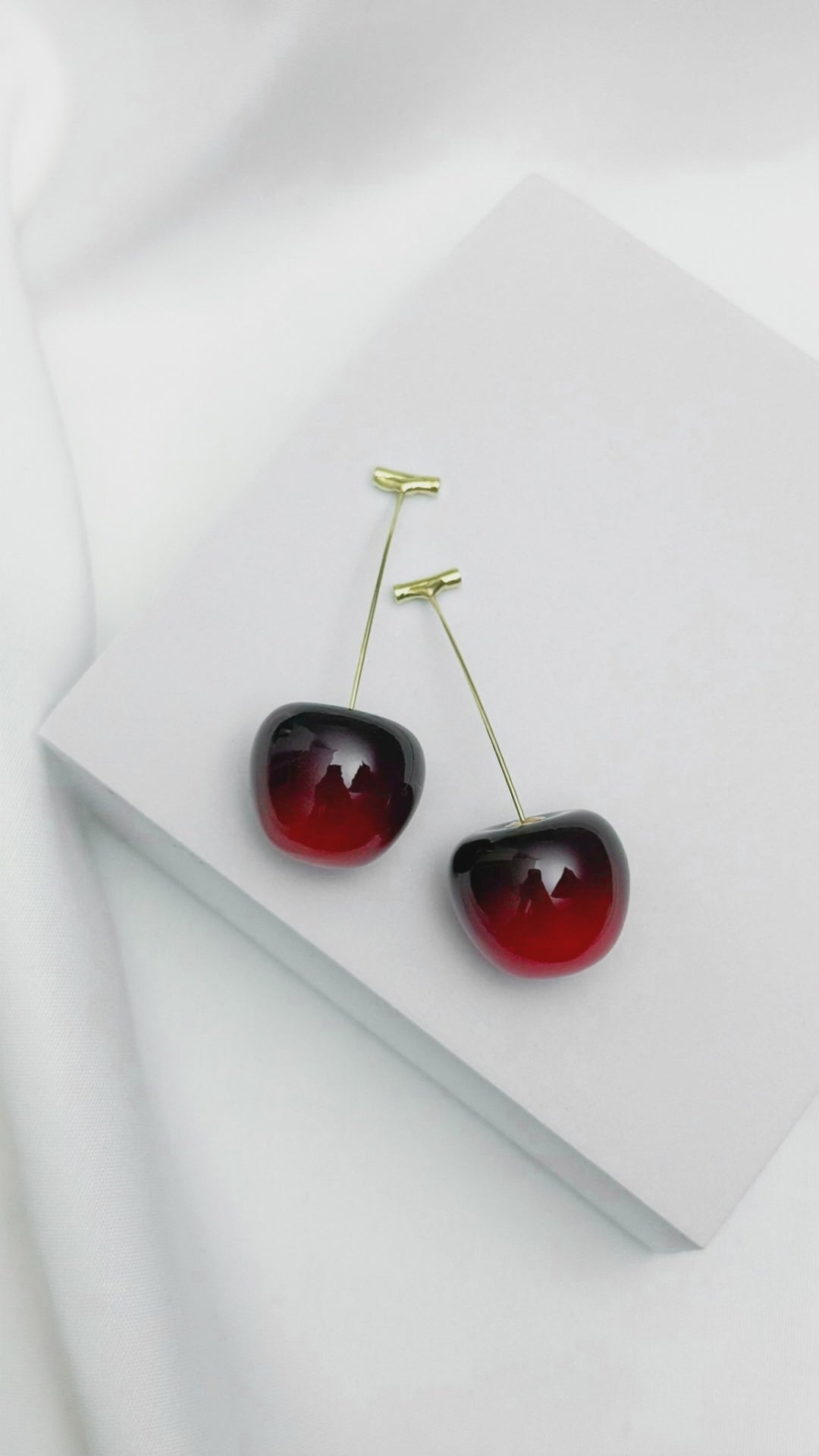 Red Cherry Resin Earrings
