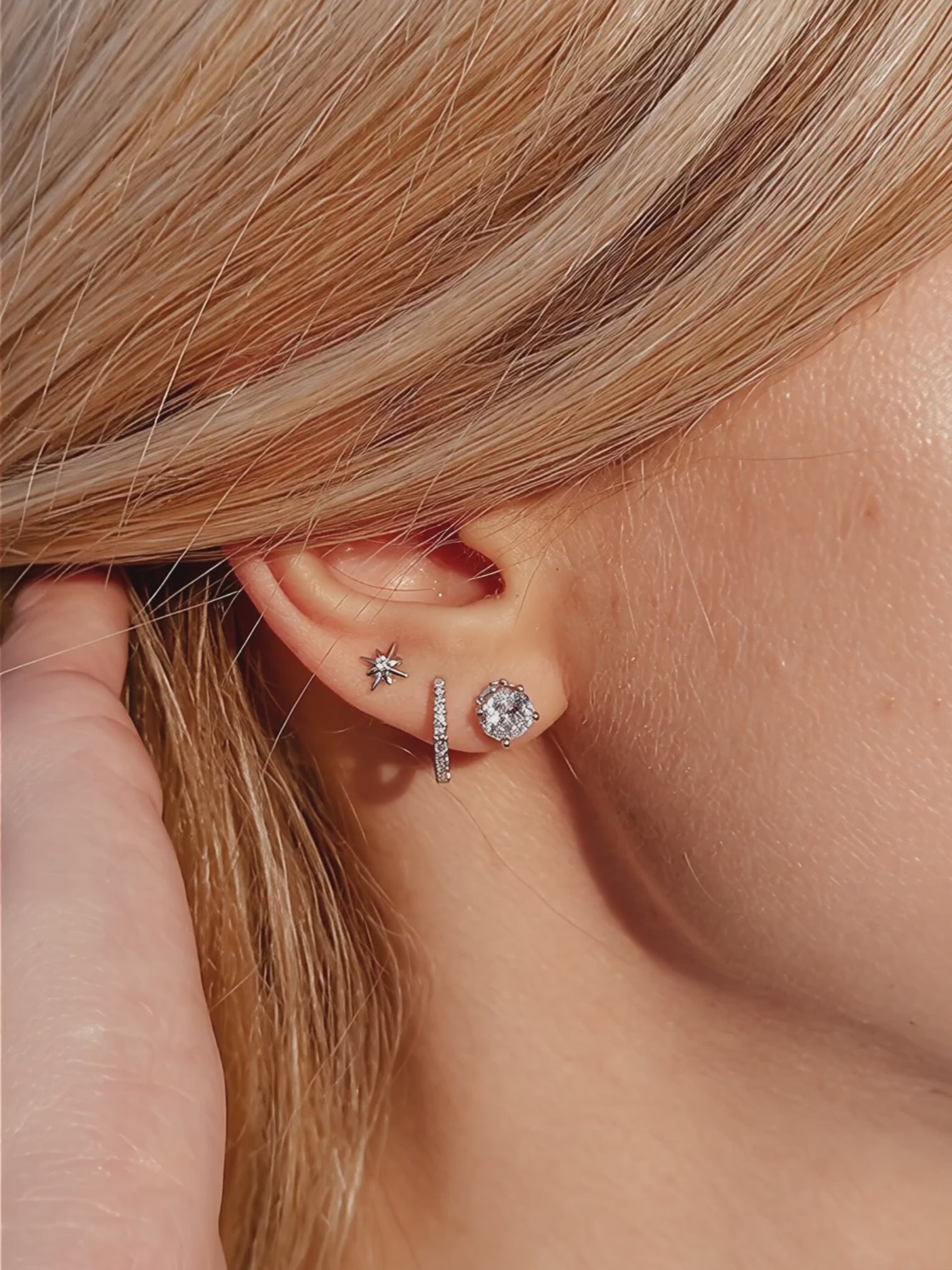 925 Sterling Silver Earring Set of 3