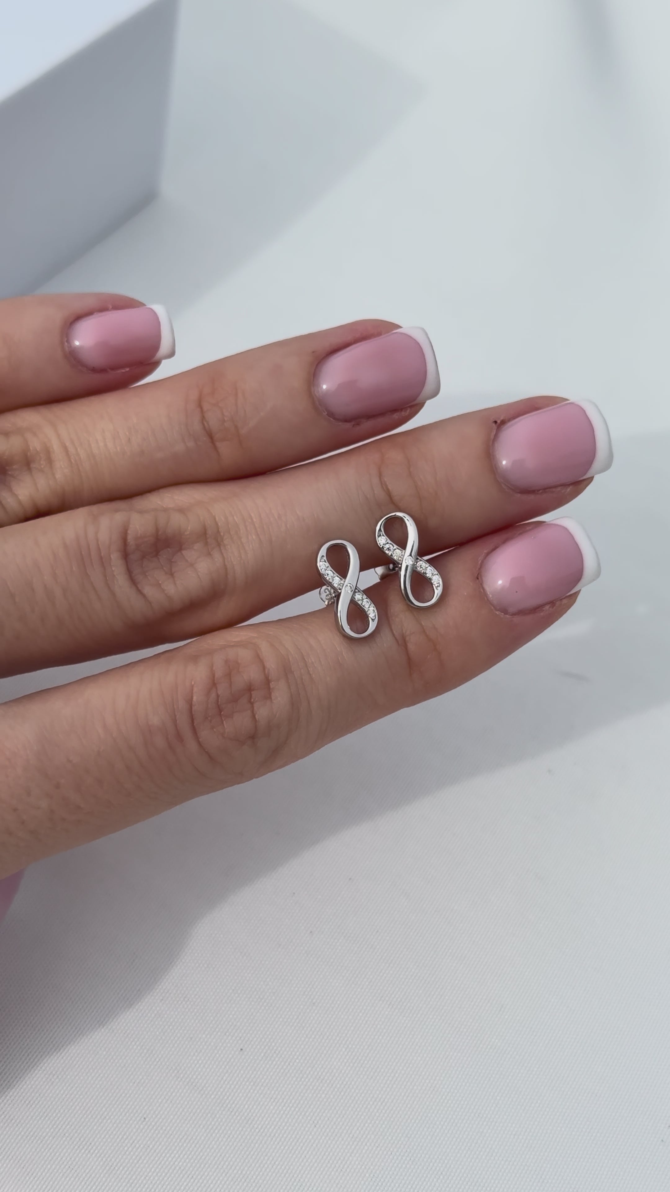 Infinity Stud Earrings 925 Sterling Silver