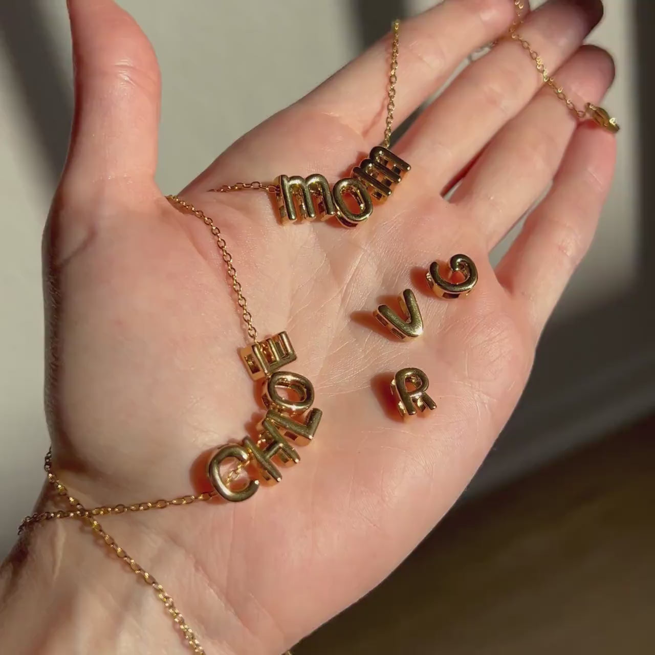 Bubble Name Necklace, Personalized 3D Letter Necklace, Personalized Jewelry, Anniversary Gifts, Custom Initial Charm 3D Necklace For Her