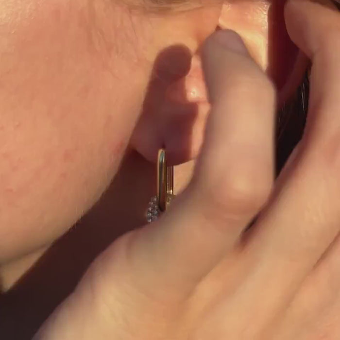 Hypoallergenic Gold Link Earrings, Dangle Chain Earrings, Cubic Zirconia Earrings, Anniversary Gift Sparkly Lightweight Jewelry Gift For Her