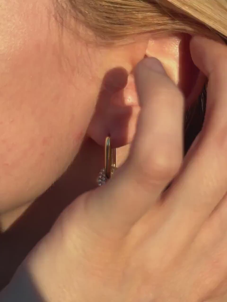 Hypoallergenic Gold Link Earrings, Dangle Chain Earrings, Cubic Zirconia Earrings, Anniversary Gift Sparkly Lightweight Jewelry Gift For Her