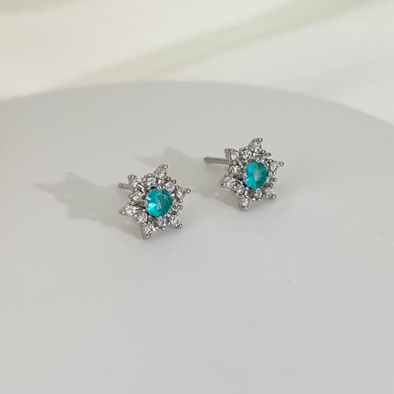 Snowflake Stud Earrings Crystal Blue Nature-Inspired Earrings Winter Jewelry Snow Jewelry Christmas and Holiday Jewelry Unique Gift for Her