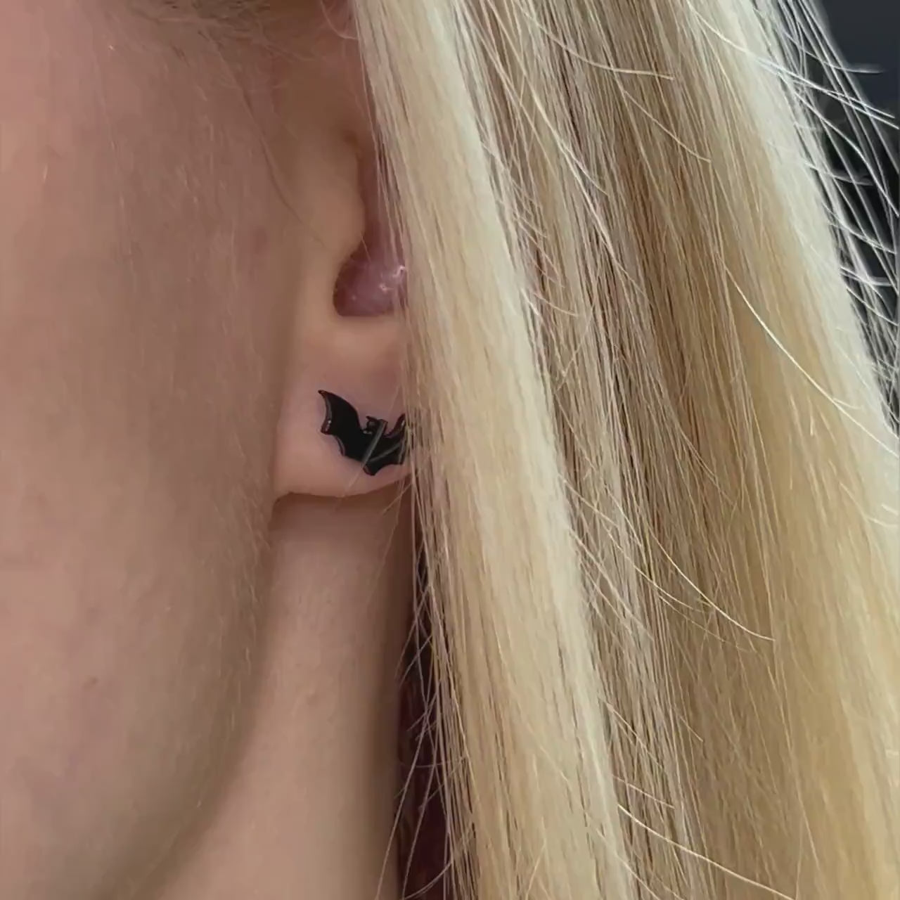 Gothic Bat Stud Earrings Bat Wing Earrings Small Black Earrings Goth Halloween Earrings Bat Jewelry Gothic Jewelry Halloween Jewelry