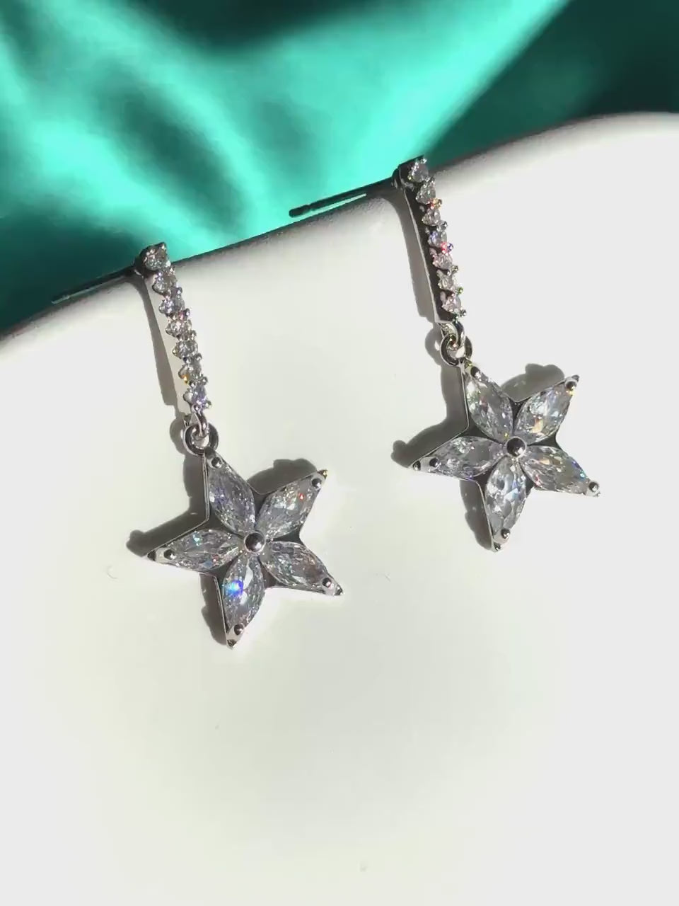 Silver Star Earrings, Stainless Steel Earrings with Crystal Star Charm, Dainty Y2K Celestial Jewelry, Cute Gift for Her, Gift For Mom