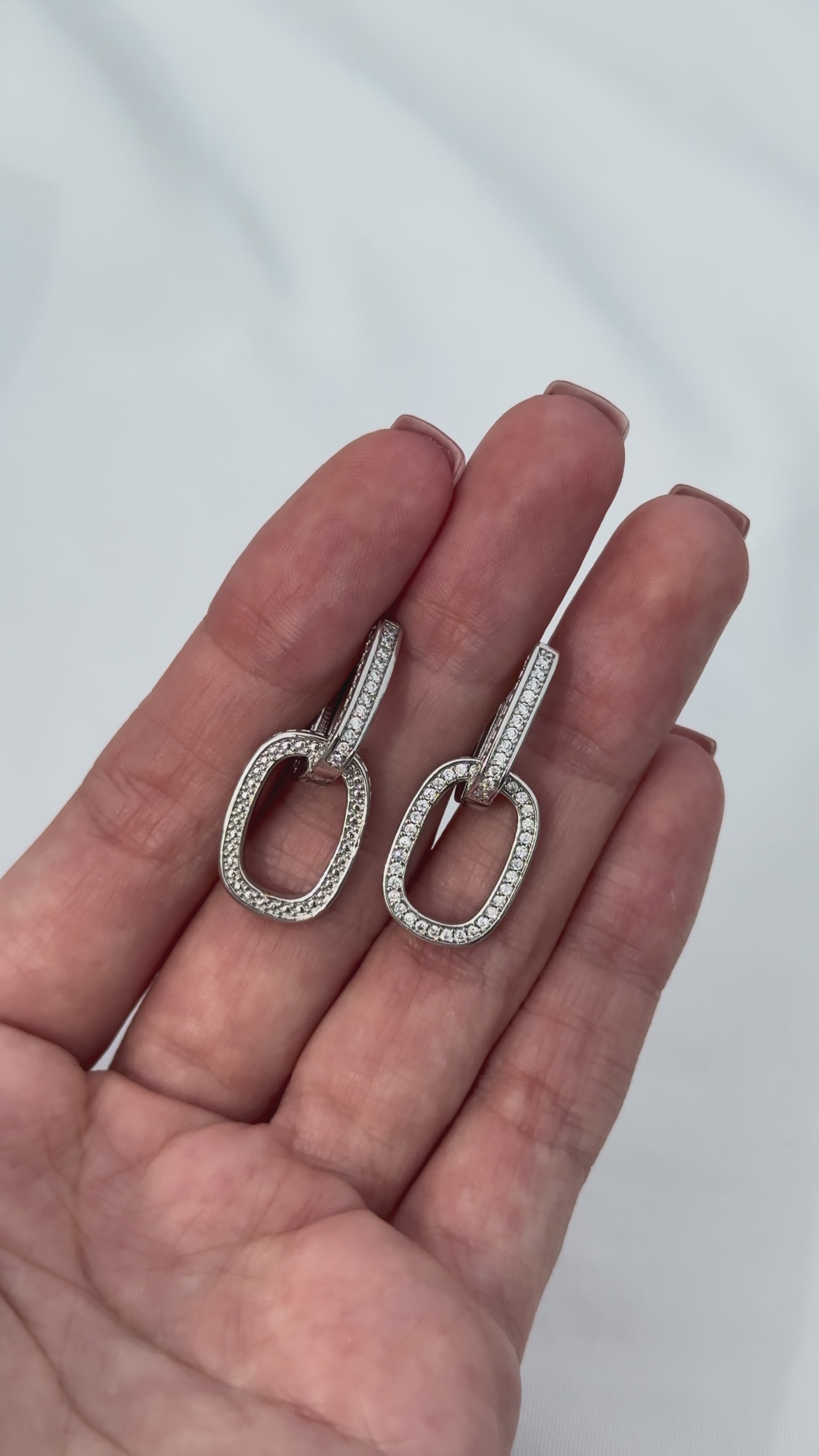 Silver Link Drop Earrings with Cubic Zirconia
